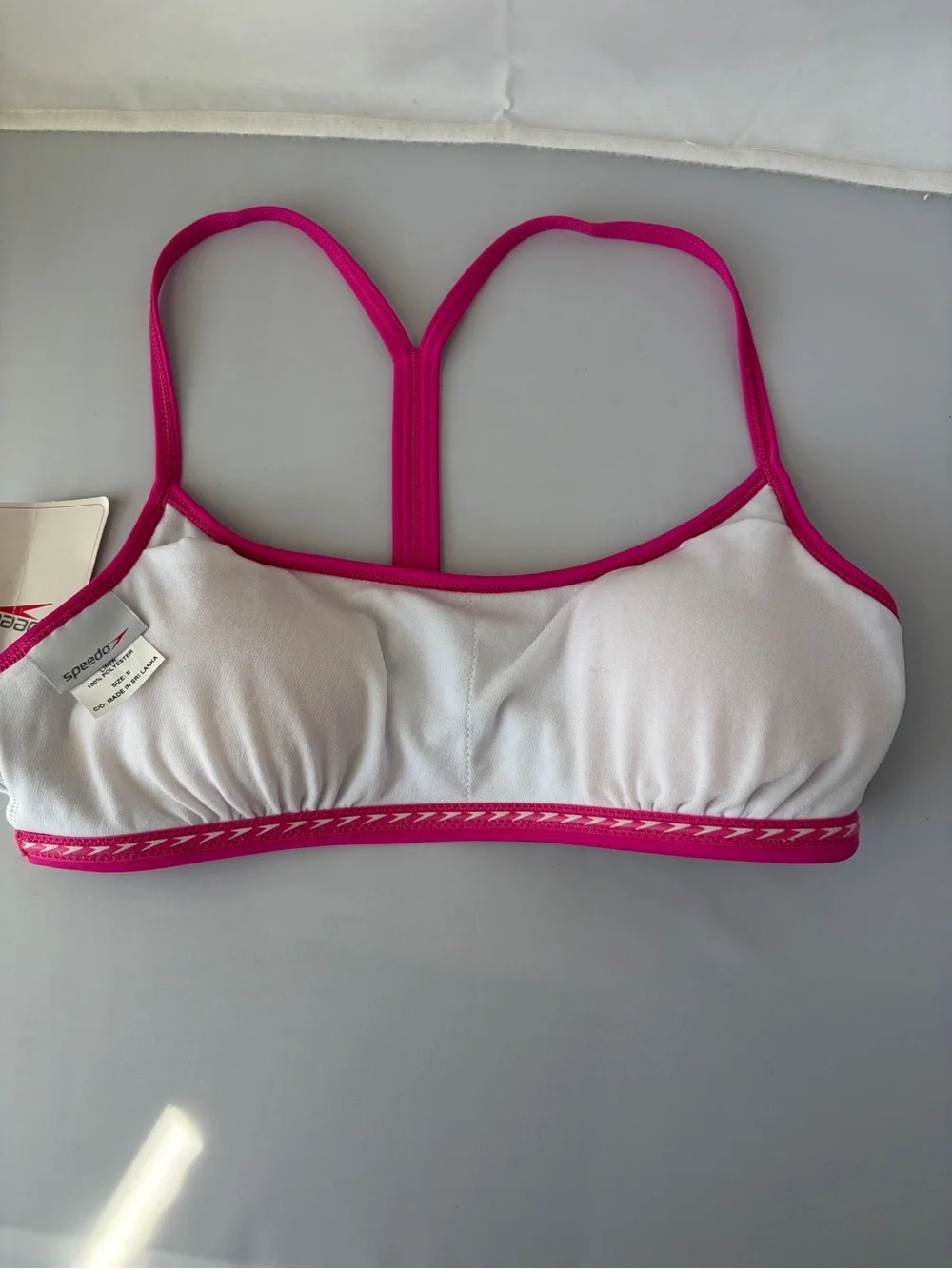 Speedo RacerBack Two-Piece Swim Bikini; Removable Soft Cups; Pink, White & Black